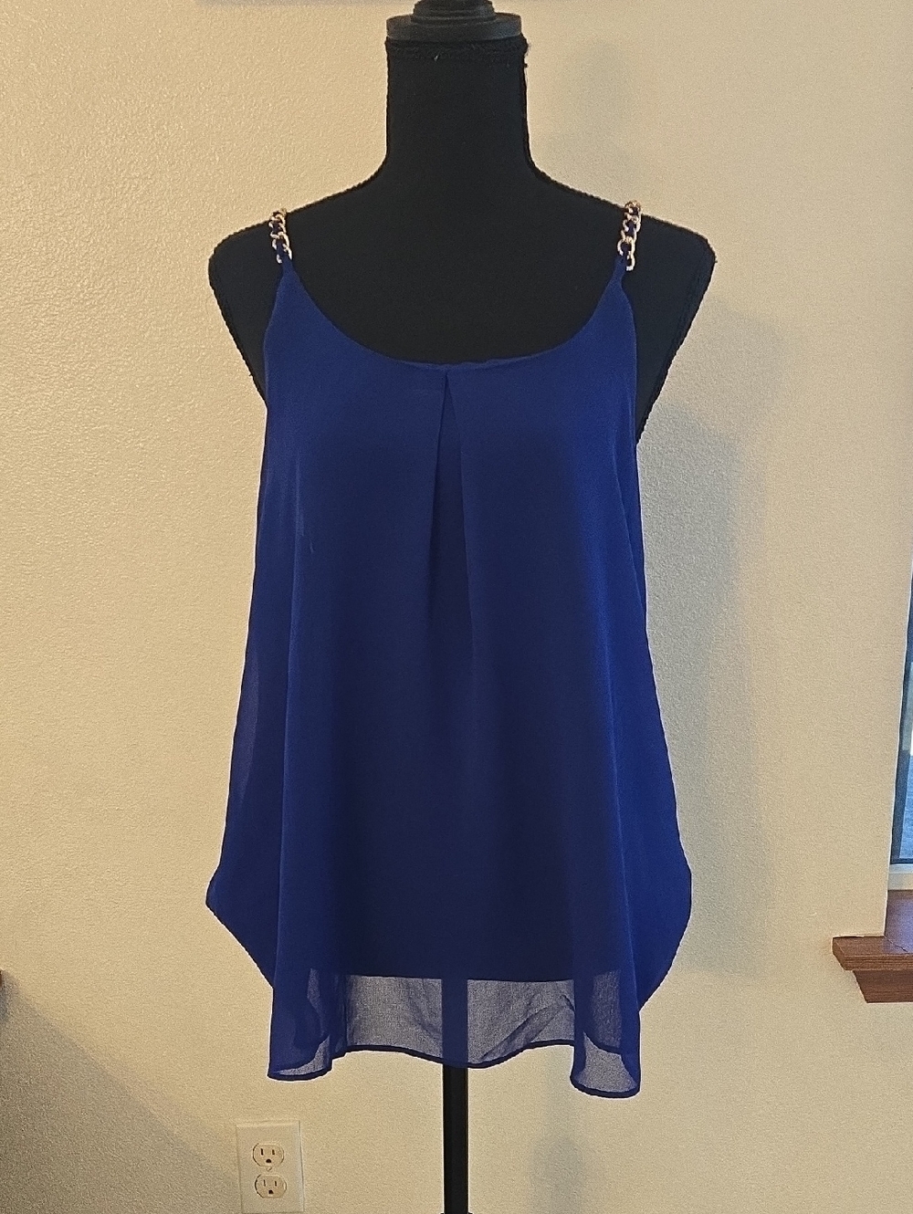 mine Royal Blue Chiffon Camisole with Chain Straps